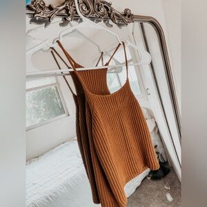 Ribbed Knit Tank Top in Brown